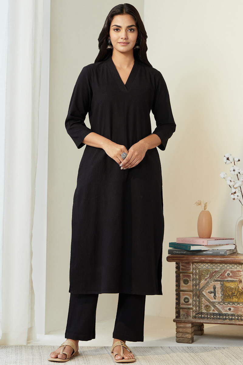 Black Handcrafted Cotton Pants