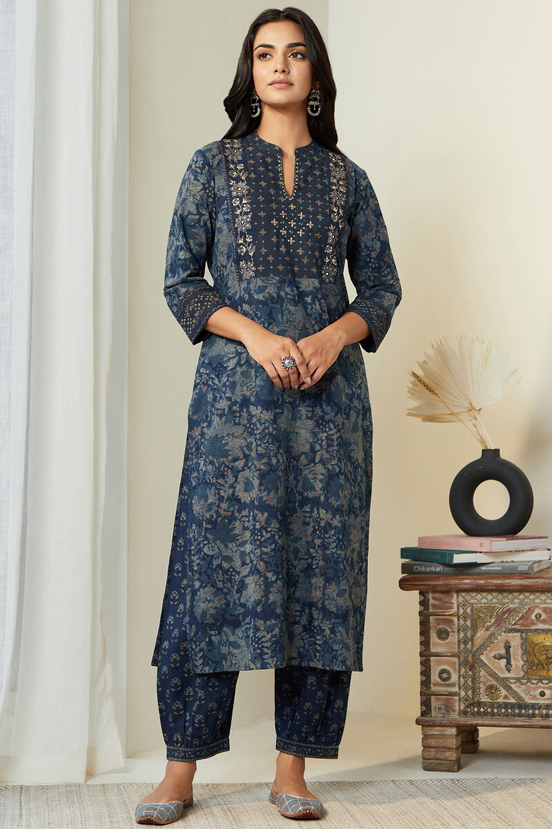 Akola Hand Block Printed Straight Cotton Kurta