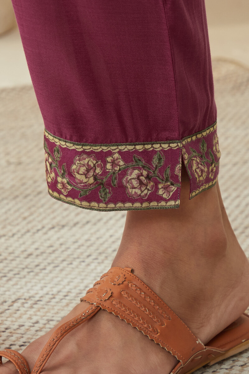 Pink Handcrafted Modal Narrow Pants