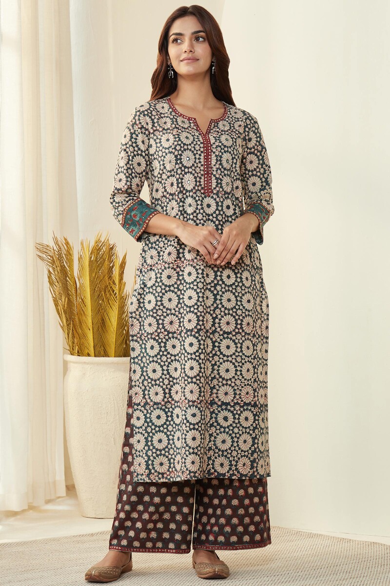 Bagru Hand Block-Printed Straight Cotton Kurta