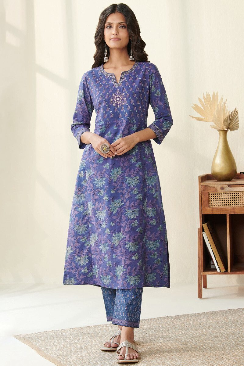 Akola Hand Block Printed Straight Cotton Kurta