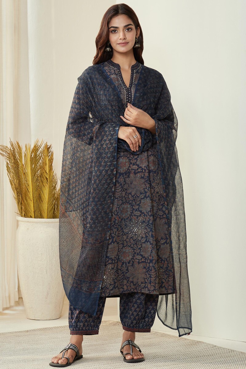 Akola Hand Block-Printed Kota Dupatta