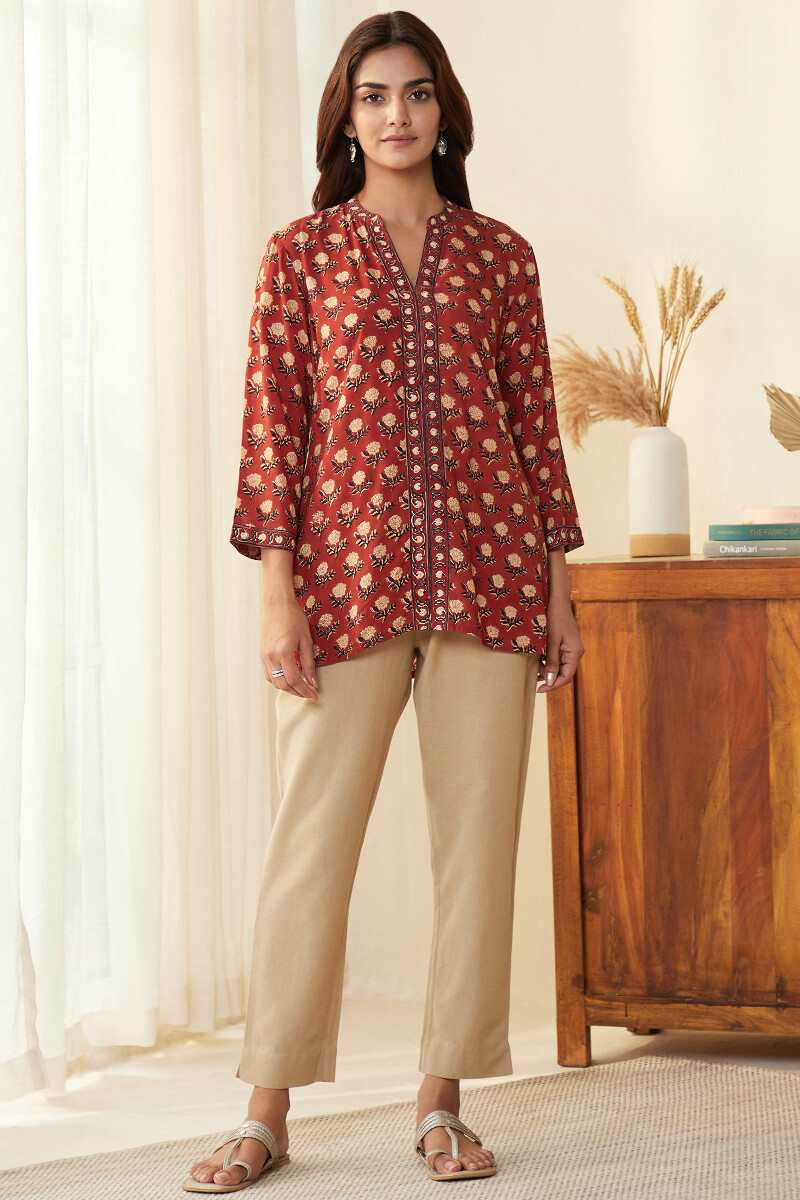 Bagru Hand Block-Printed Viscose Top
