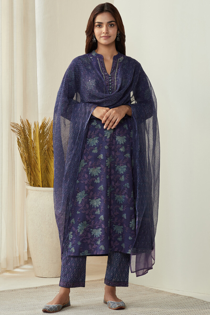 Akola Hand Block-Printed Kota Dupatta