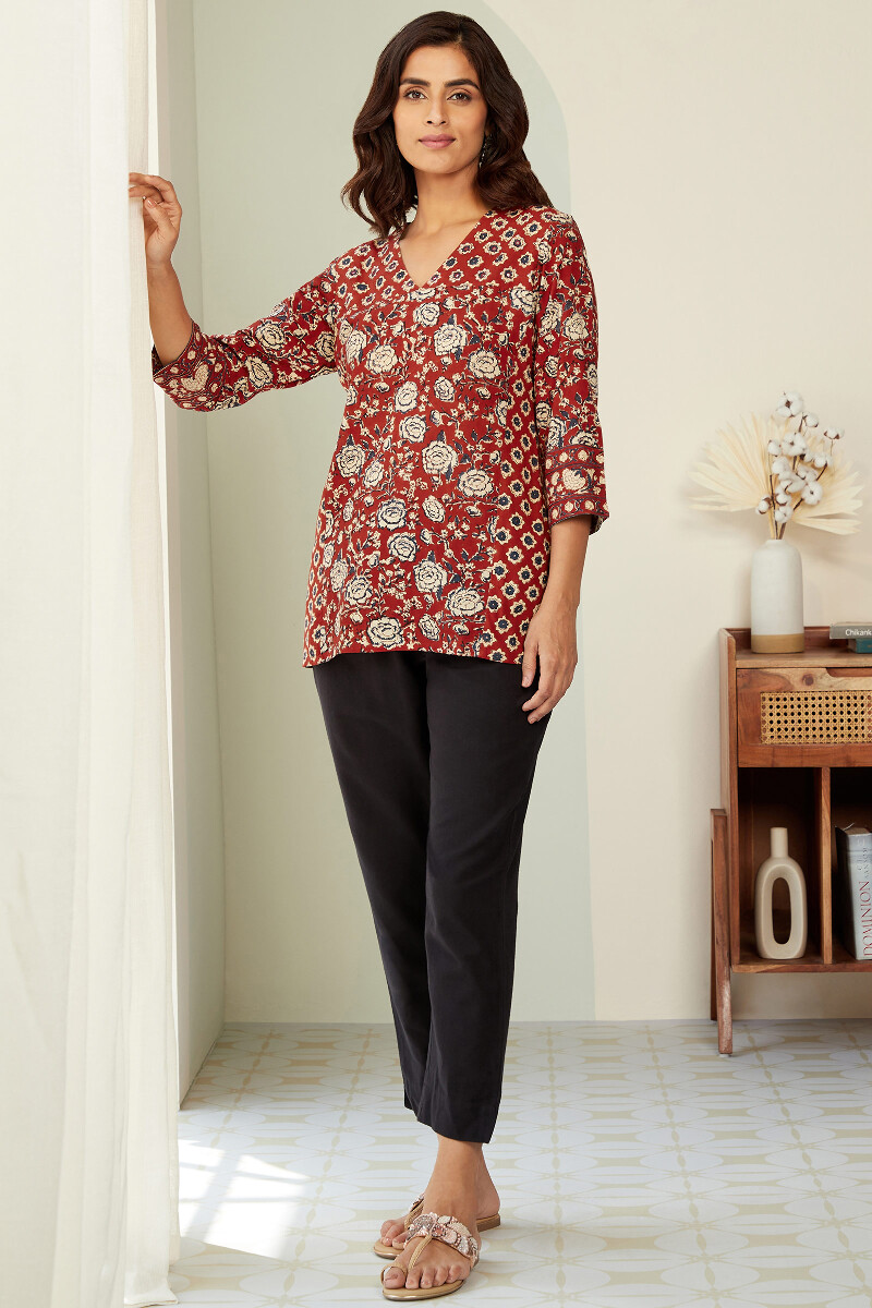 Bagru Hand Block-Printed Viscose Top