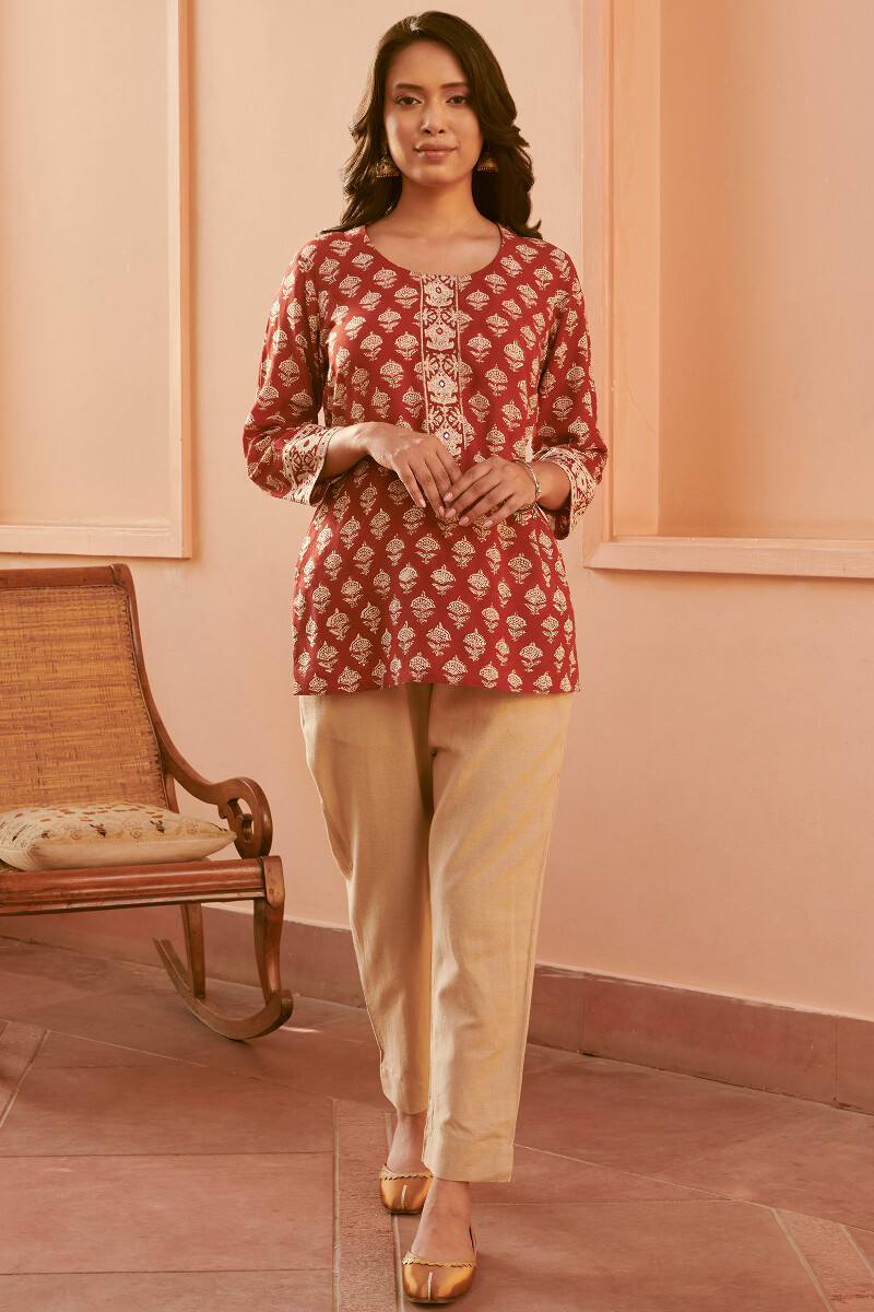 Bagru Hand Block-Printed Viscose Top