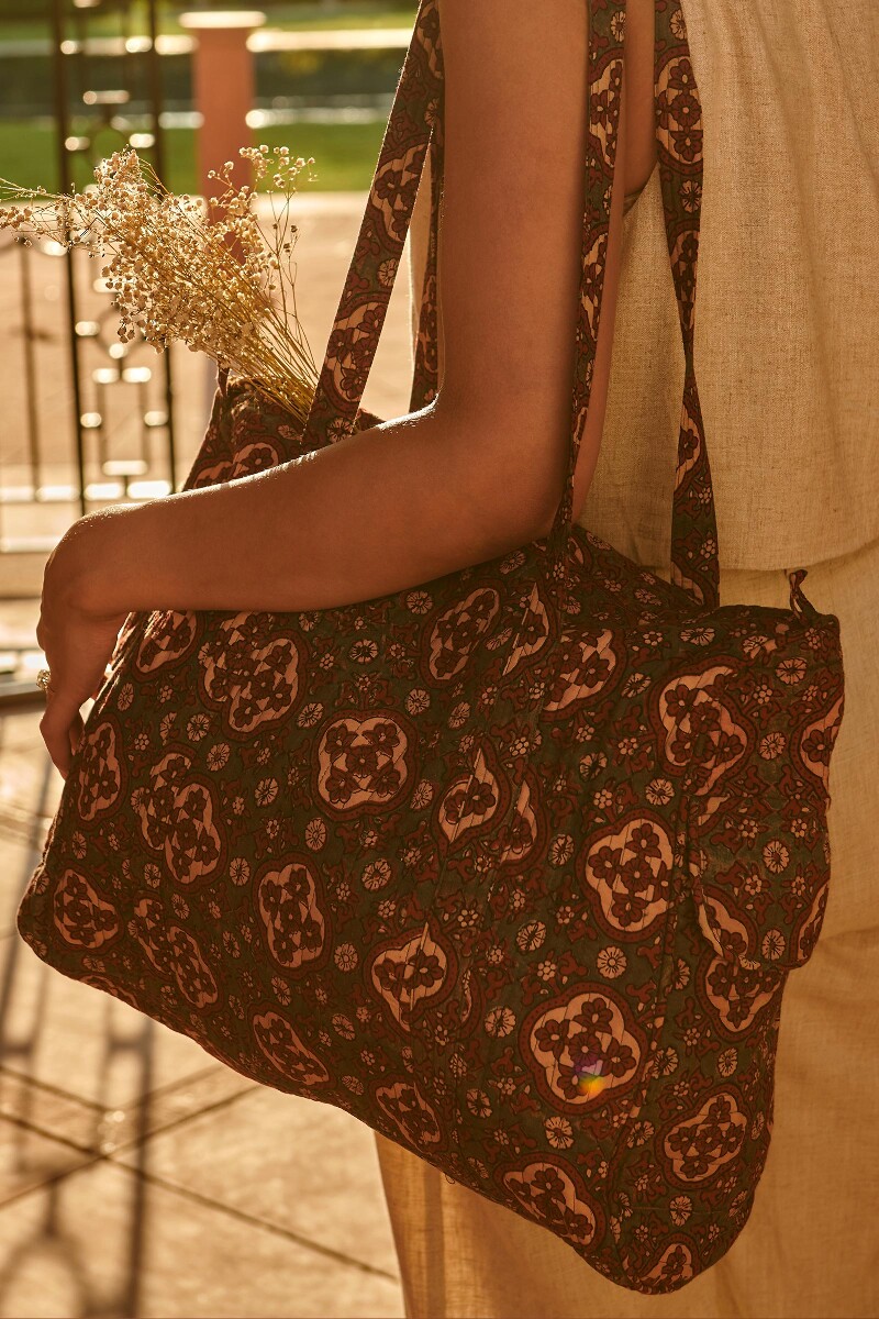 Ajrak Hand Block-Printed Cotton Duffel Bag