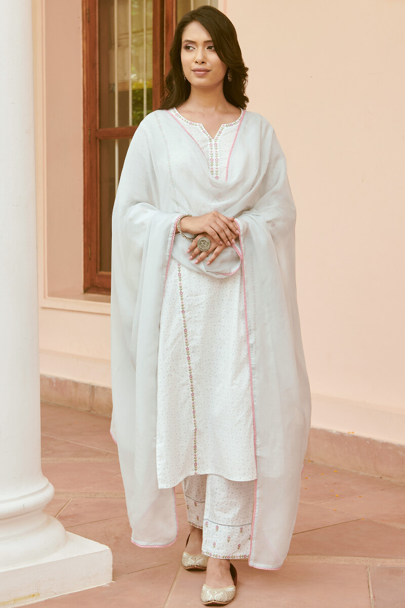 Blue Handcrafted Organza Dupatta