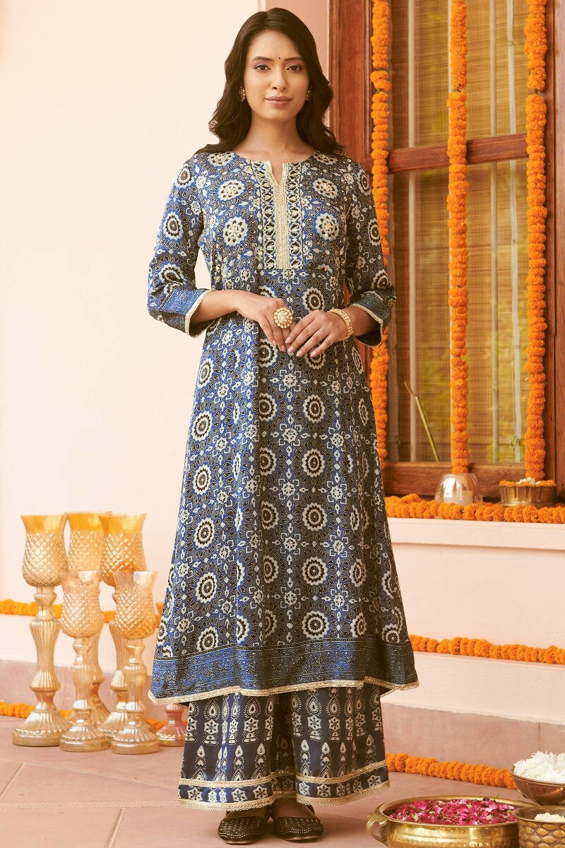 Ajrak Hand Block-Printed Modal Kurta