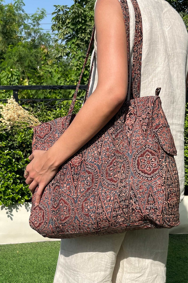Ajrak Hand Block-Printed Cotton Duffel Bag