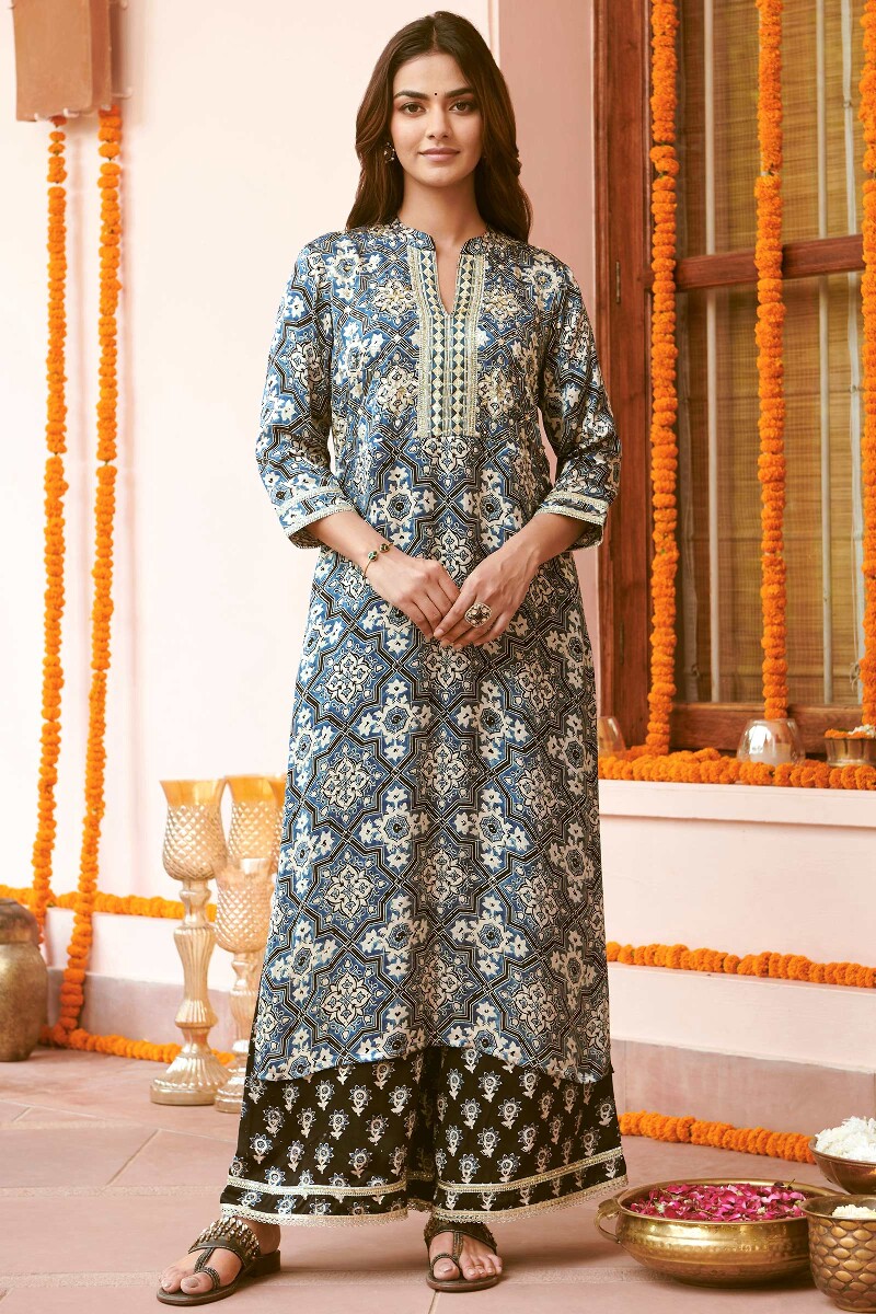 Ajrak Hand Block-Printed Straight Modal Kurta