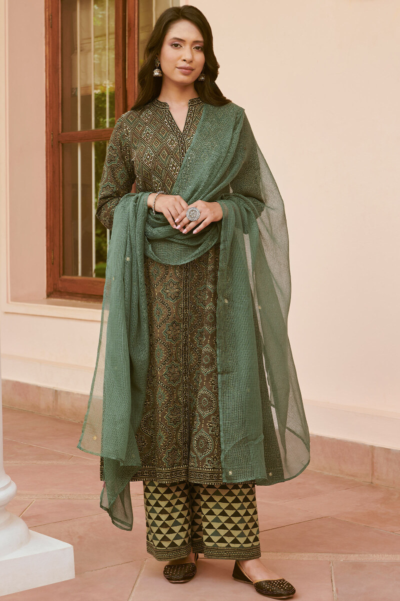 Ajrak Hand Block-Printed Cotton Farsi