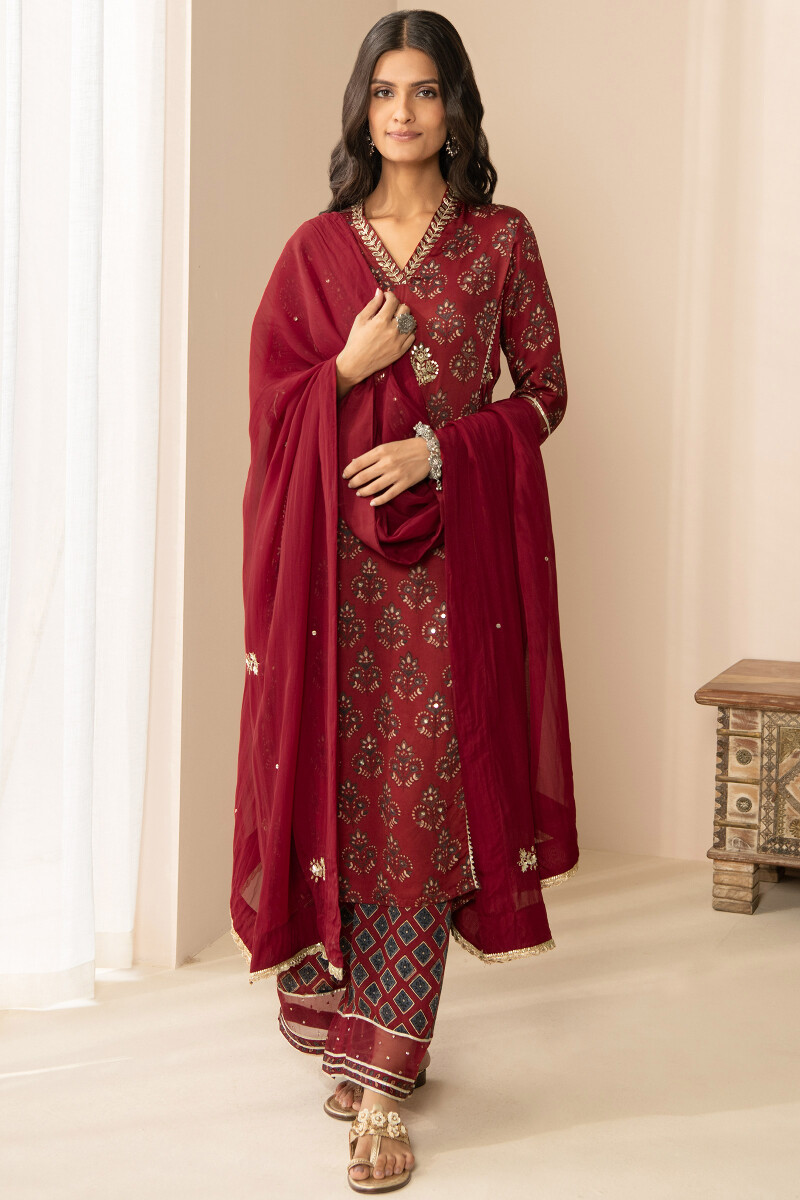 Ajrak Hand Block-Printed Modal Farsi