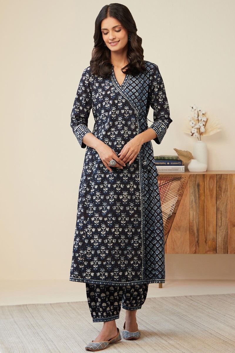 Bagru Hand Block-Printed A-Line Cotton Kurta