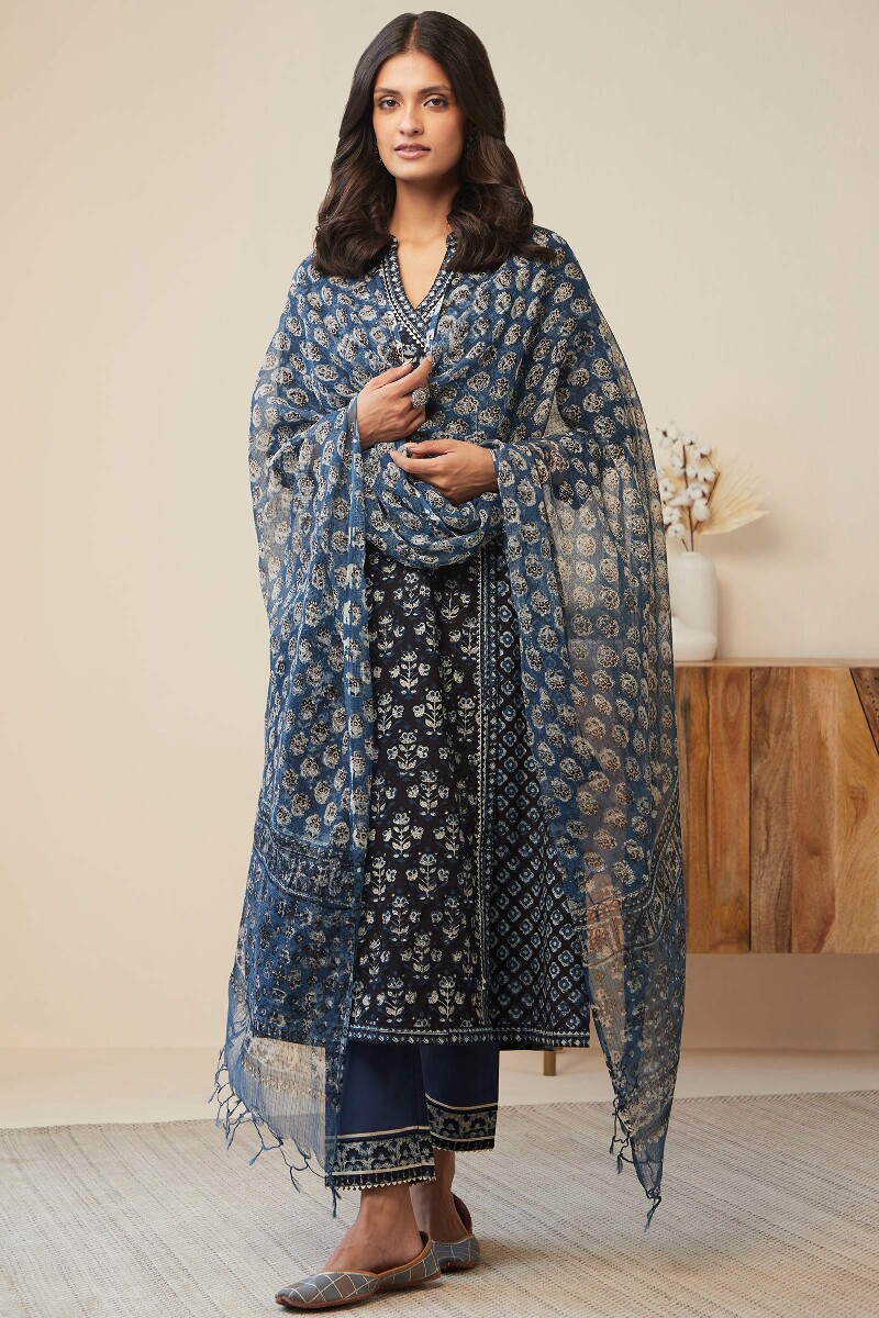 Bagru Hand Block-Printed Kota Dupatta