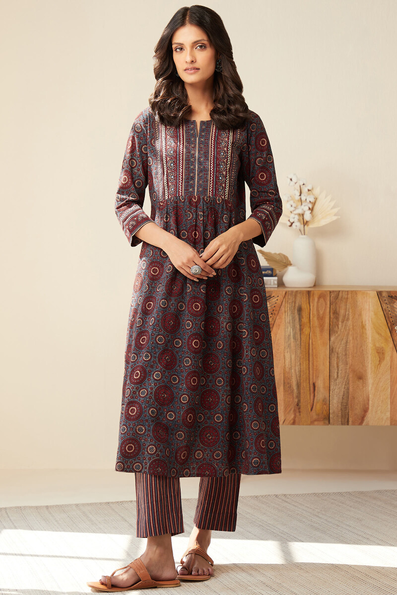 Ajrak Hand Block-Printed Cotton Narrow Pants