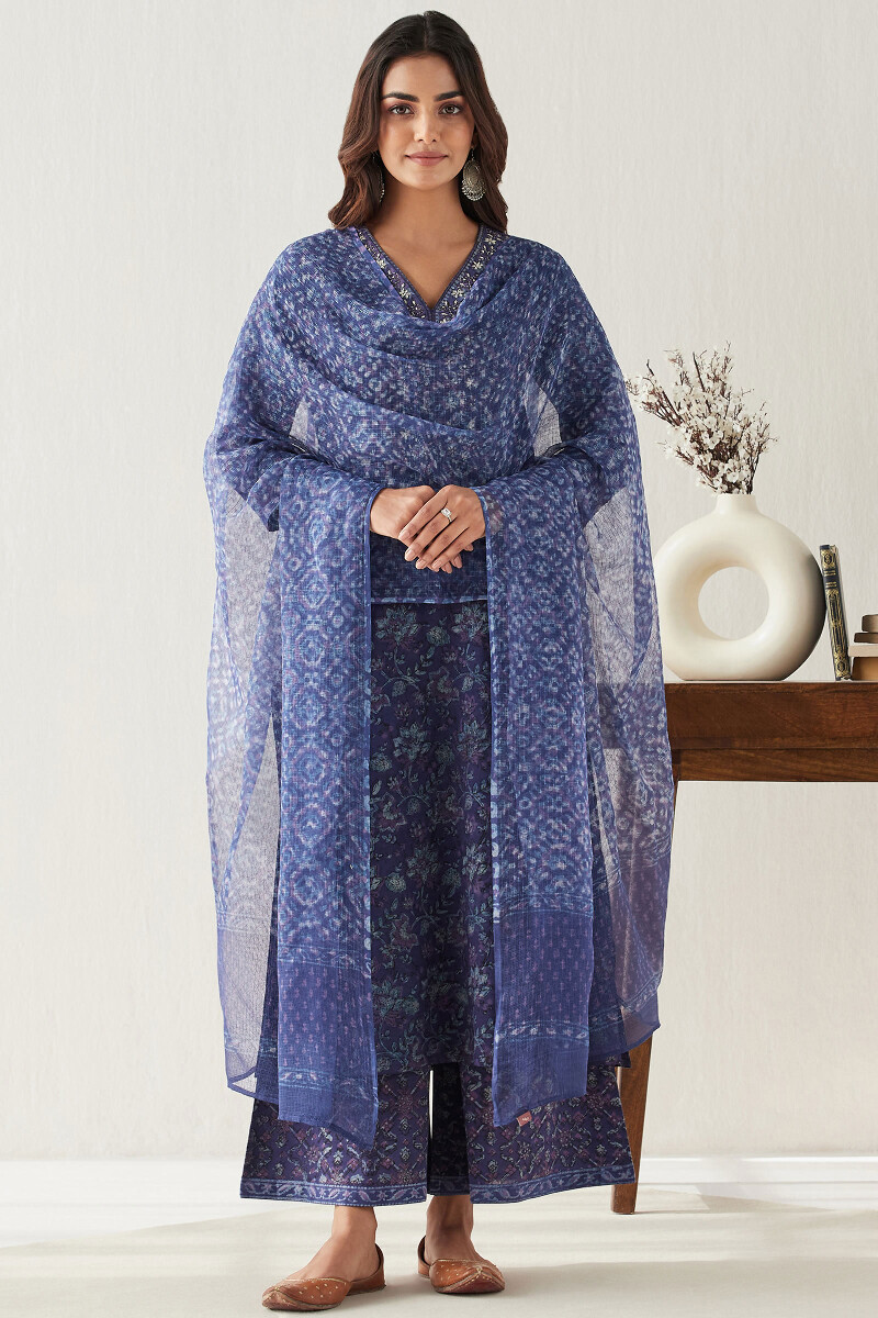 Akola Hand Block-Printed Kota Dupatta