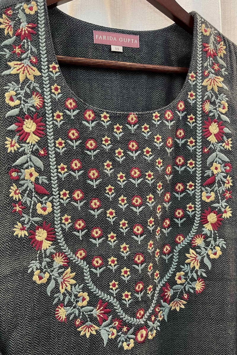 FG Specials: 1 of 1-Grey Handcrafted Faux Wool Kurta