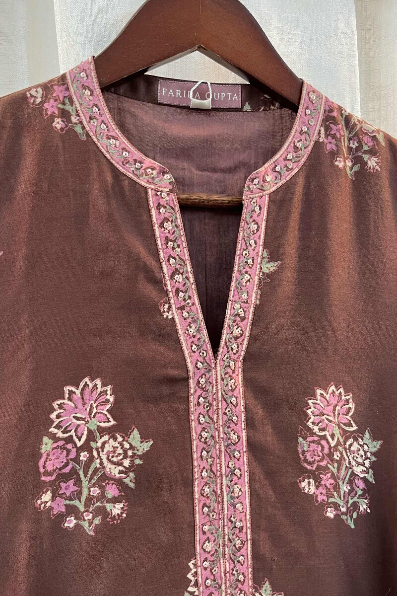 FG Specials: 1 Of 1- Brown Handcrafted Chanderi Kurta