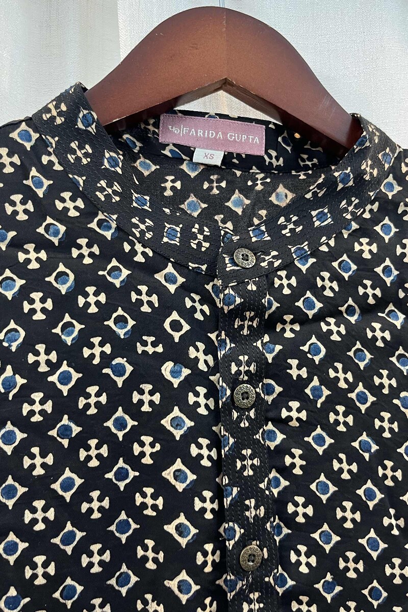 FG Specials: 1 Of 1- Black Hand Block-Printed Modal Men's Kurta