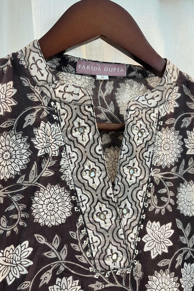 FG Specials: 1 Of 1- Brown Hand Block-Printed Cotton Kurta