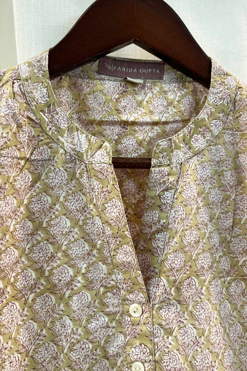 FG Specials: 1 Of 1- Green Hand Block-Printed Cotton Top