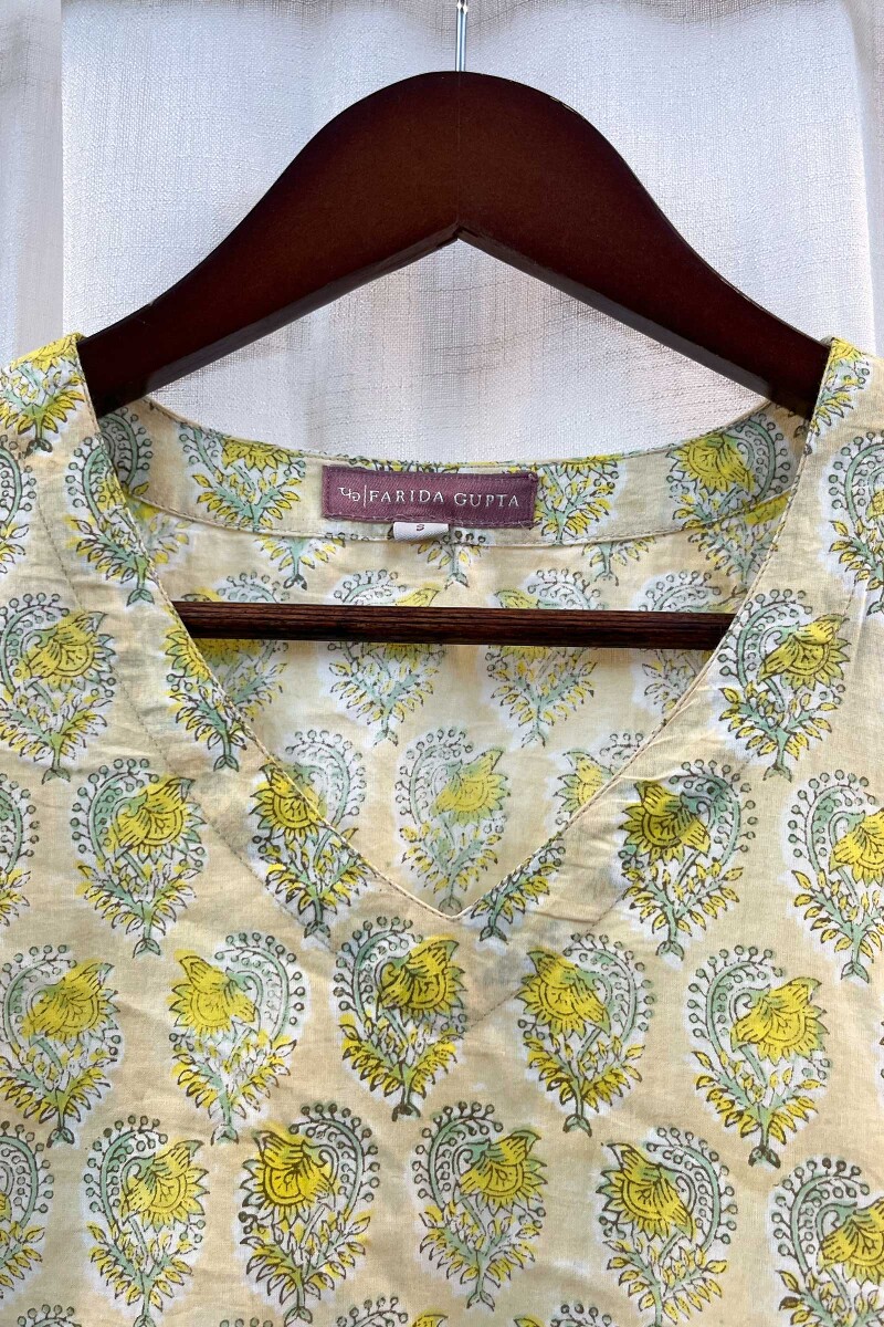 FG Specials: 1 of 1- Yellow Hand Block-Printed Cotton Top