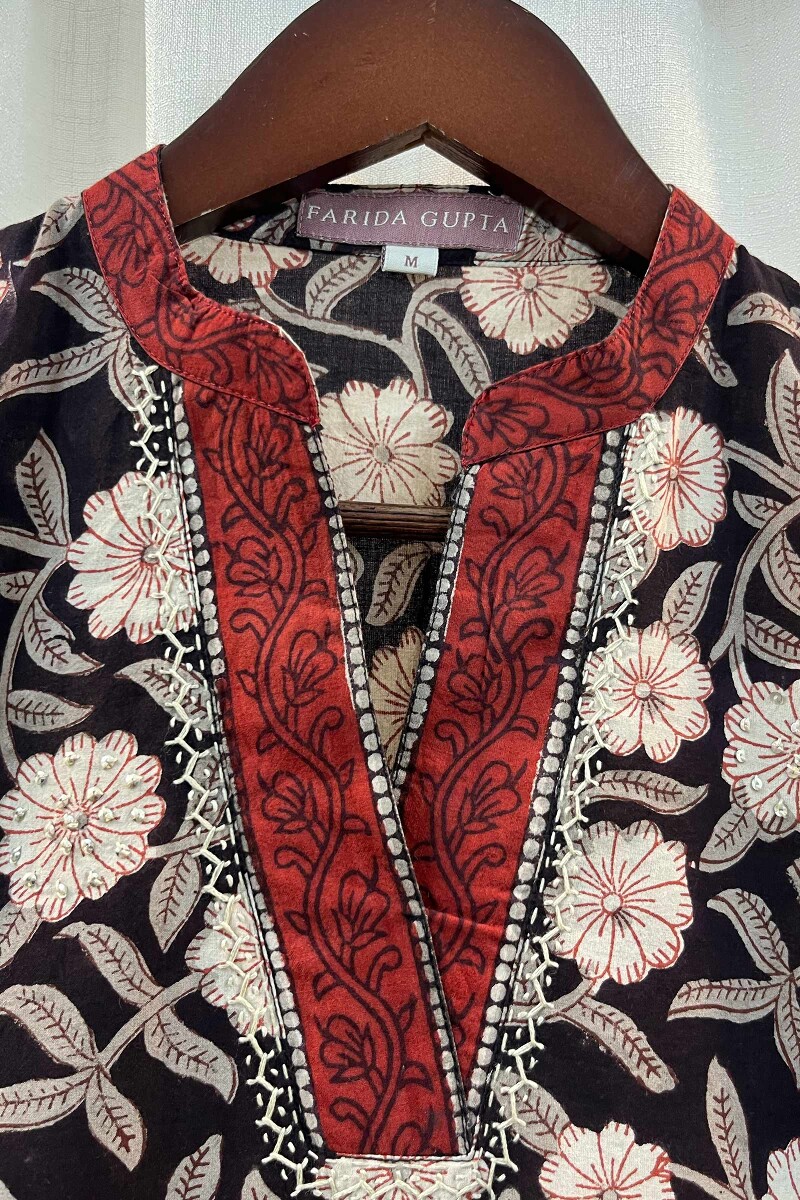 FG Specials: 1 of 1- Black Hand Block-Printed Cotton Kurta