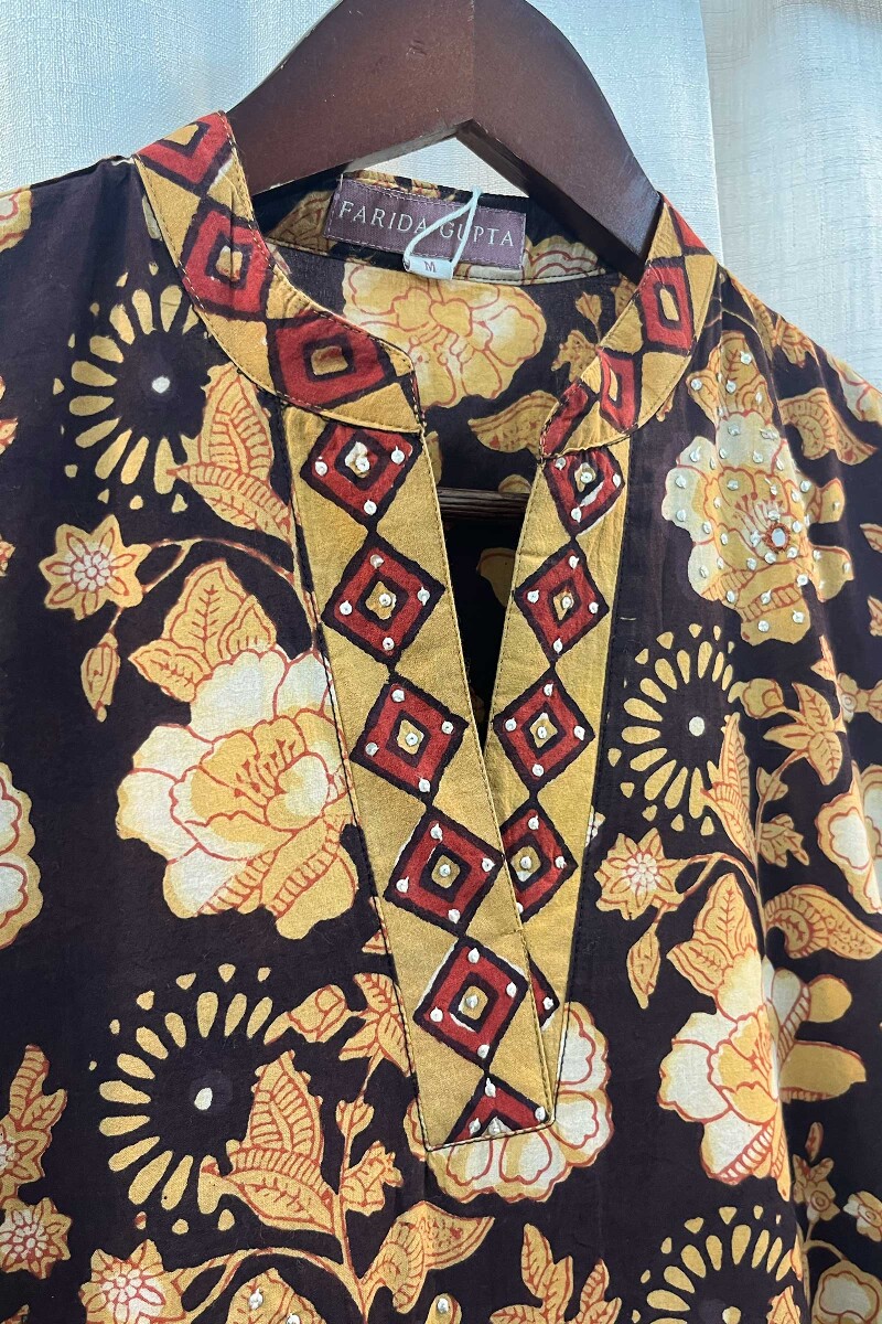 FG Specials: 1 of 1- Brown Hand Block-Printed Cotton Kurta