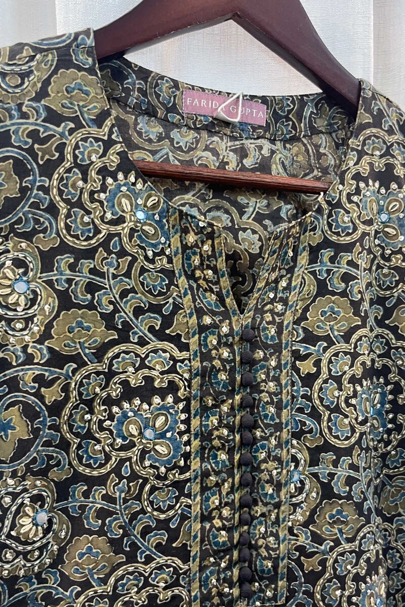 FG Specials: 1 of 1- Brown Hand Block-Printed Straight Cotton Kurta