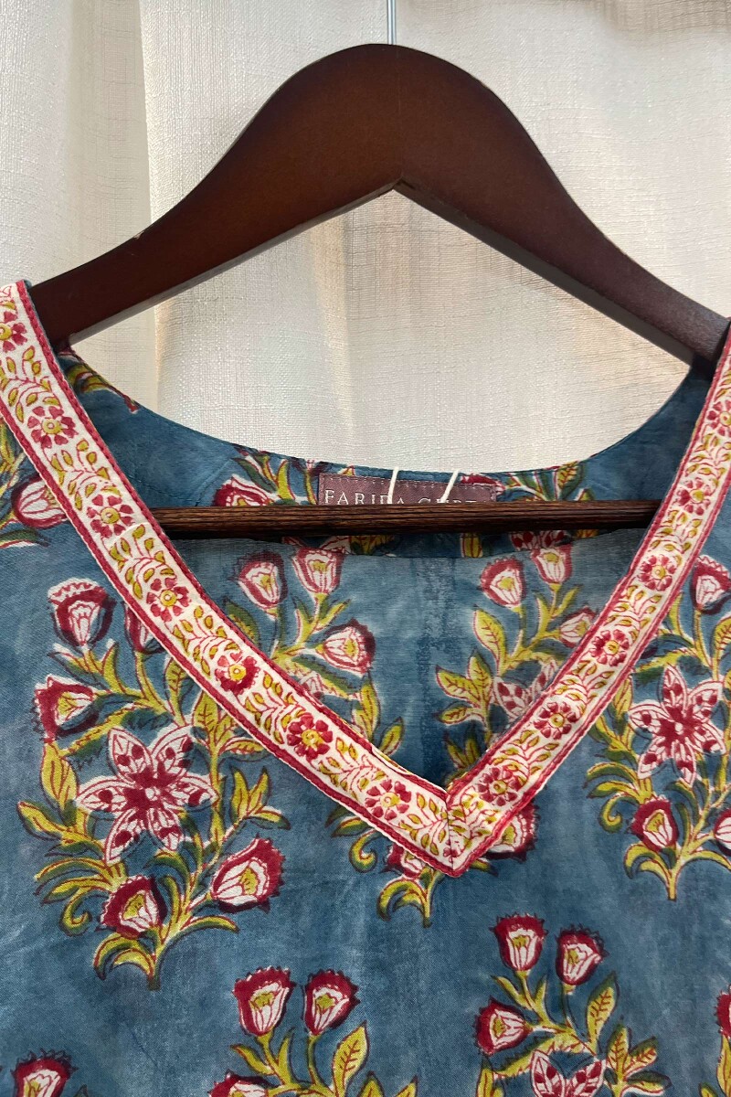 FG Specials: 1 of 1- Blue Hand Block-Printed Modal Kurta