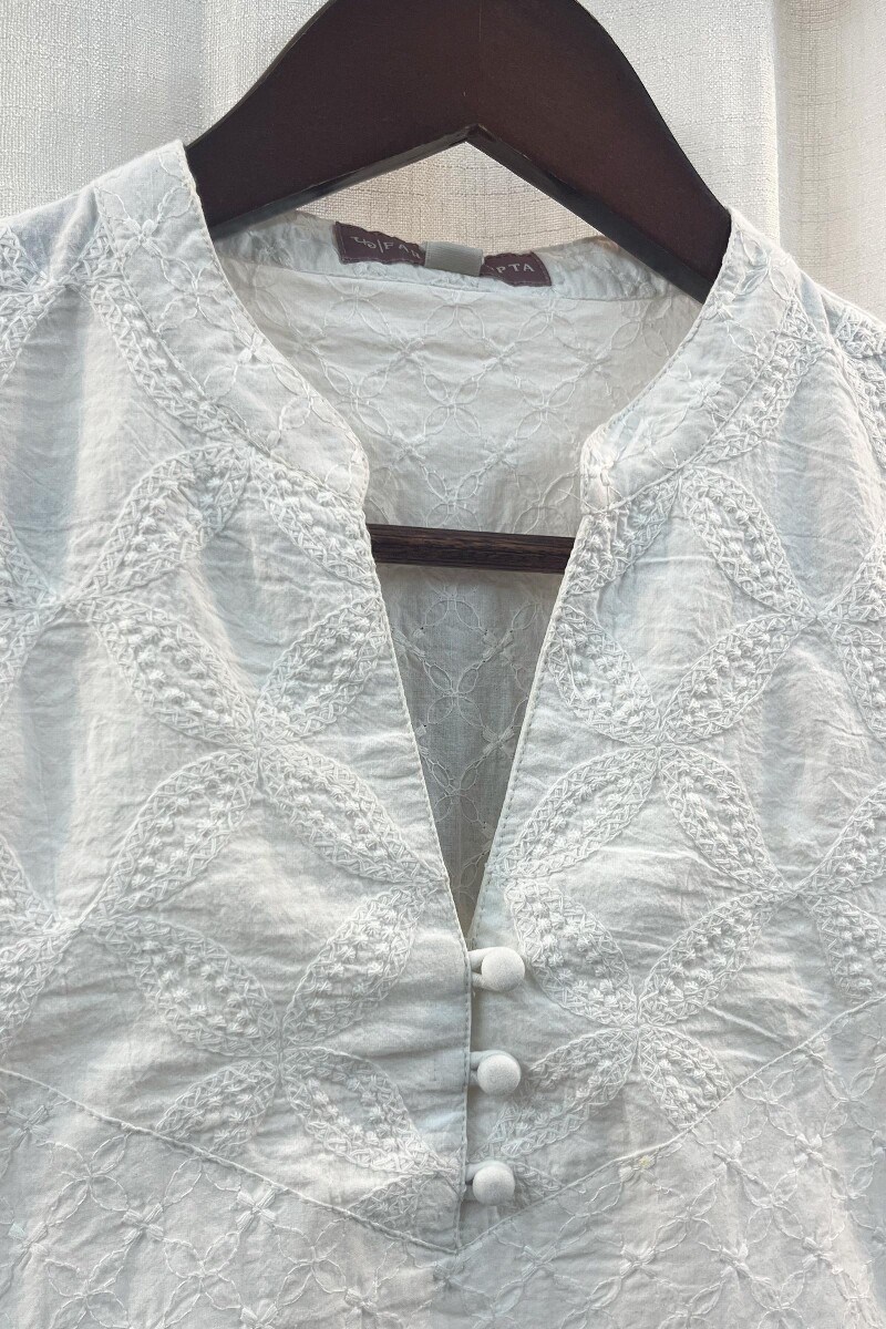 FG Specials: 1 of 1- White Handcrafted Cotton Top