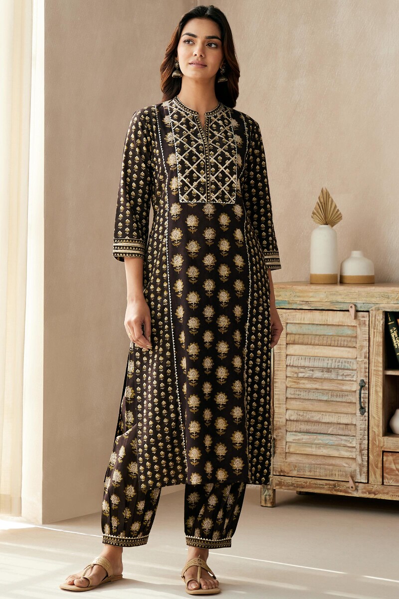 Bagru Hand Block-Printed Straight Cotton Kurta