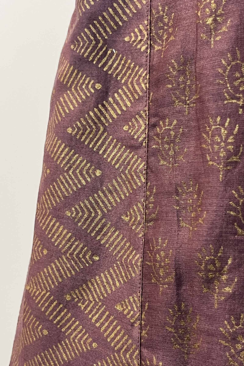 Purple Hand Block-Printed Chanderi Kurta