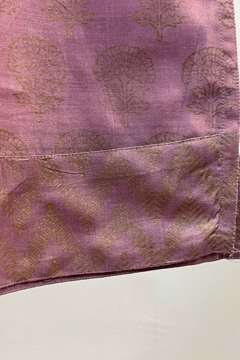 Pink Block Printed Handcrafted Straight Cotton Kurta