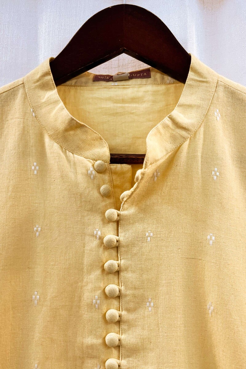 FG Specials: 1 Of 1- Men's Yellow Handcrafted Handloom Kurta