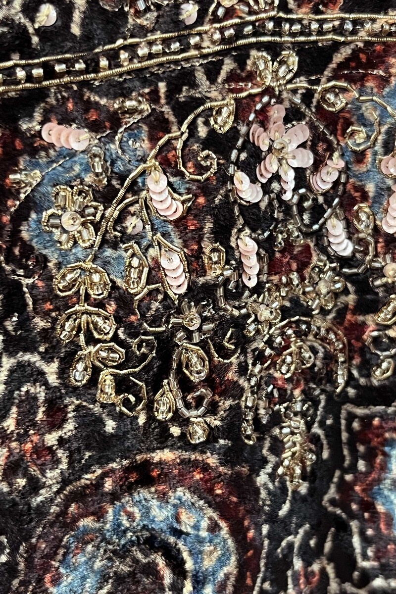 FG Specials: 1 of 1- Black Ajrak Hand Block Printed Straight Velvet Kurta- Size XS