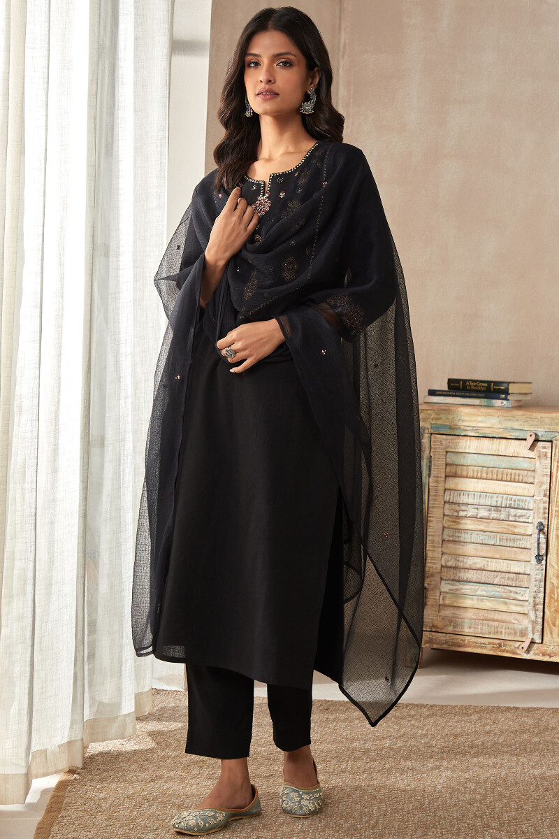 Black Handcrafted Kota Dupatta