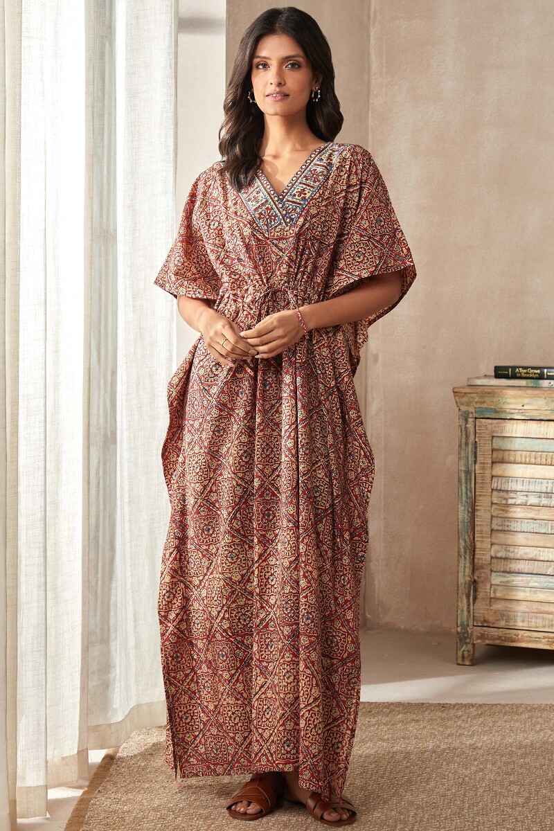 Bagru Hand Block-Printed Cotton Kaftan