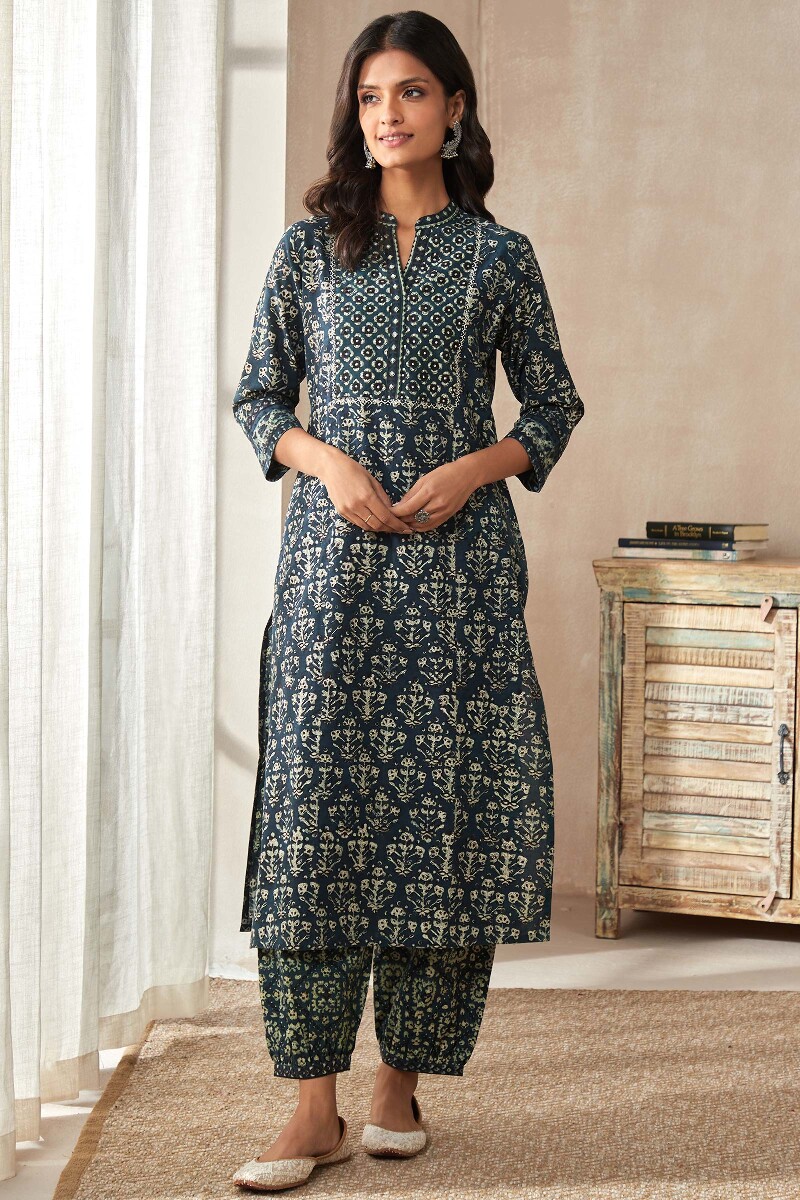 Bagru Hand Block-Printed Straight Cotton Kurta
