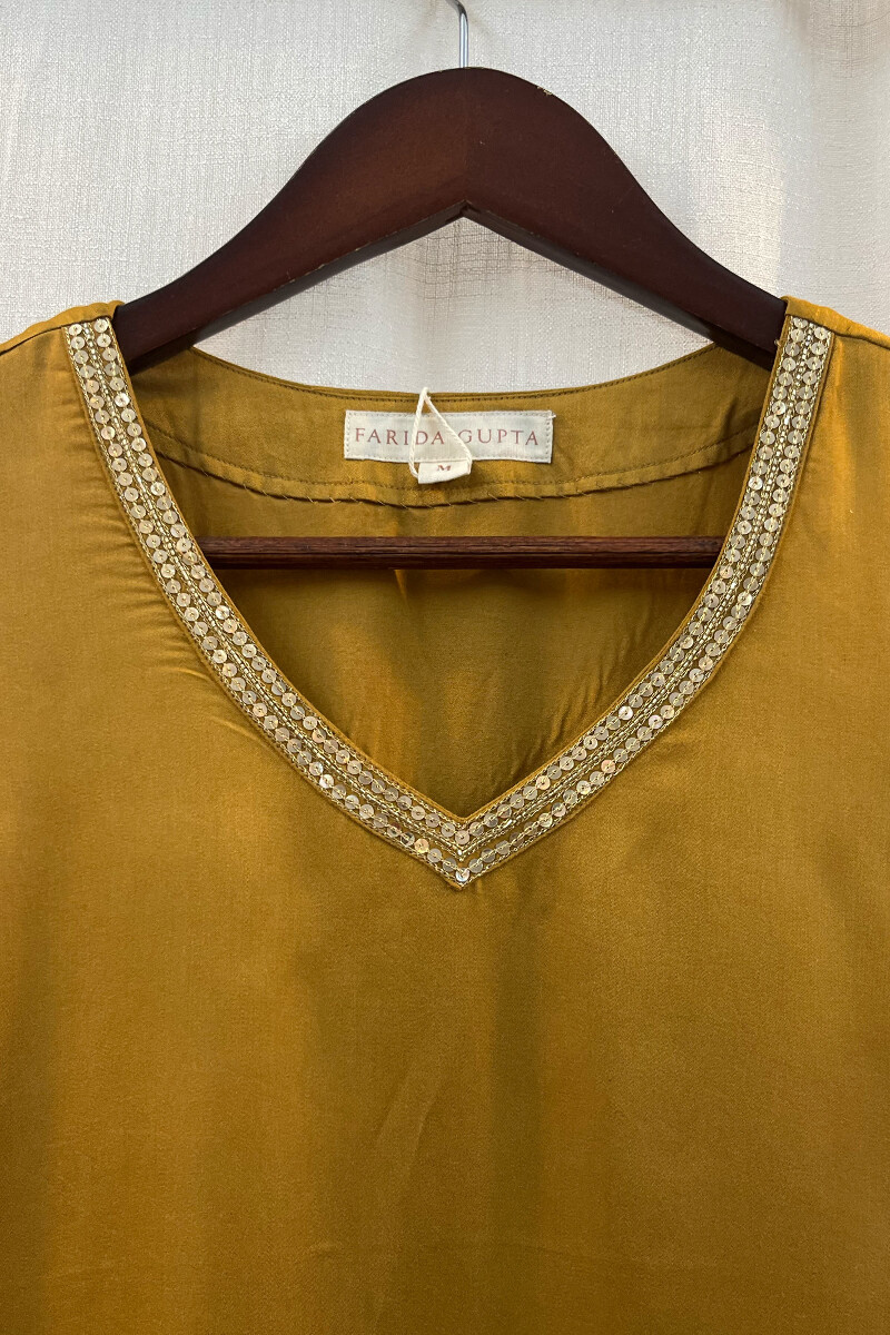 Mustard Handcrafted Viscose Kurta
