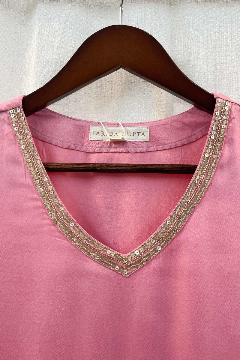 Pink Handcrafted Viscose Kurta