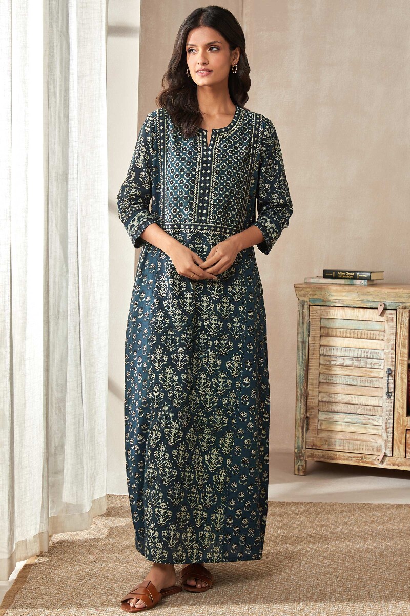 Bagru Hand Block-Printed Cotton Kaftan