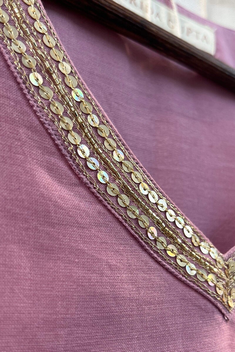 Purple Handcrafted Chanderi Kurta
