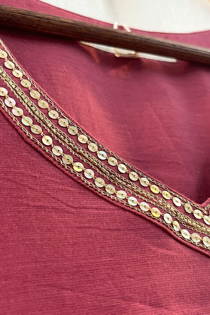 Pink Handcrafted Straight Chanderi Kurta