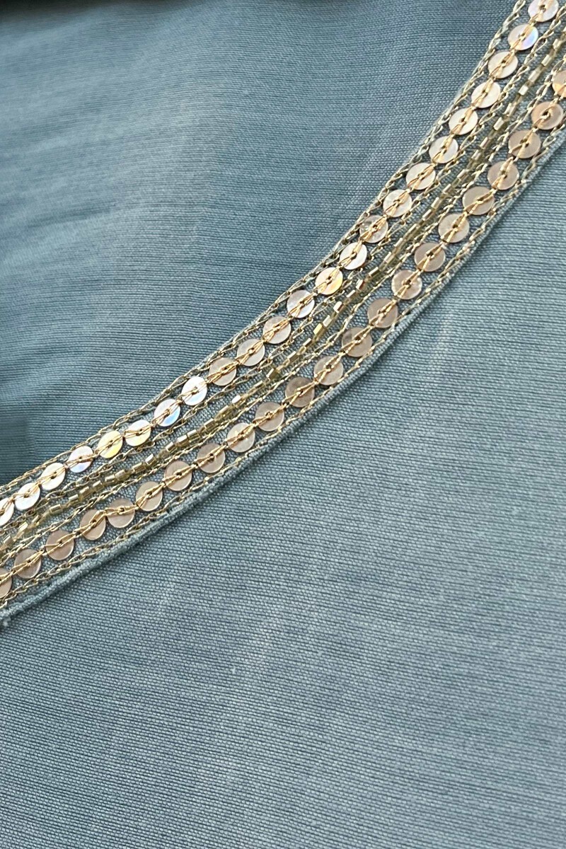 Blue Handcrafted Straight Chanderi Kurta