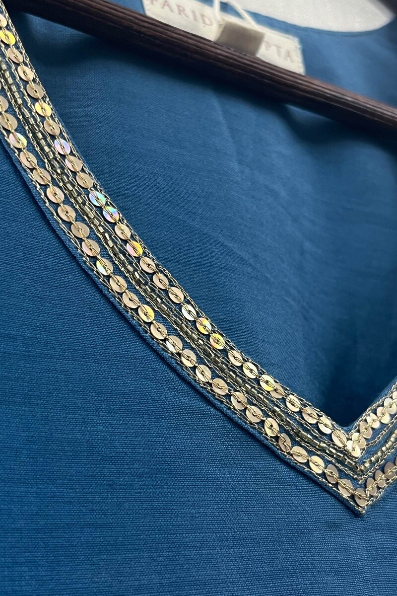 Blue Chanderi Kurta