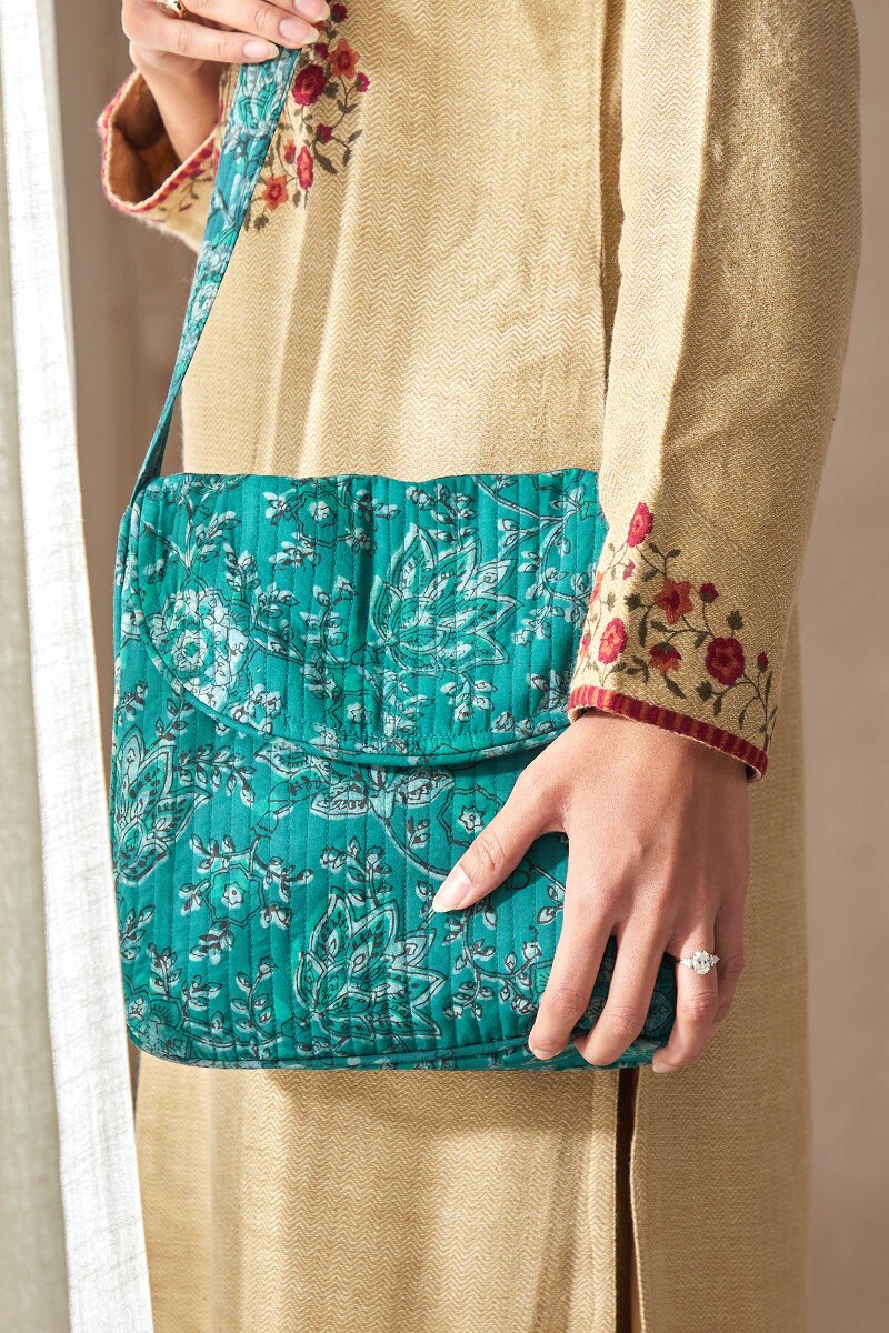 Akola Hand Block-Printed Cotton Crossbody Bag