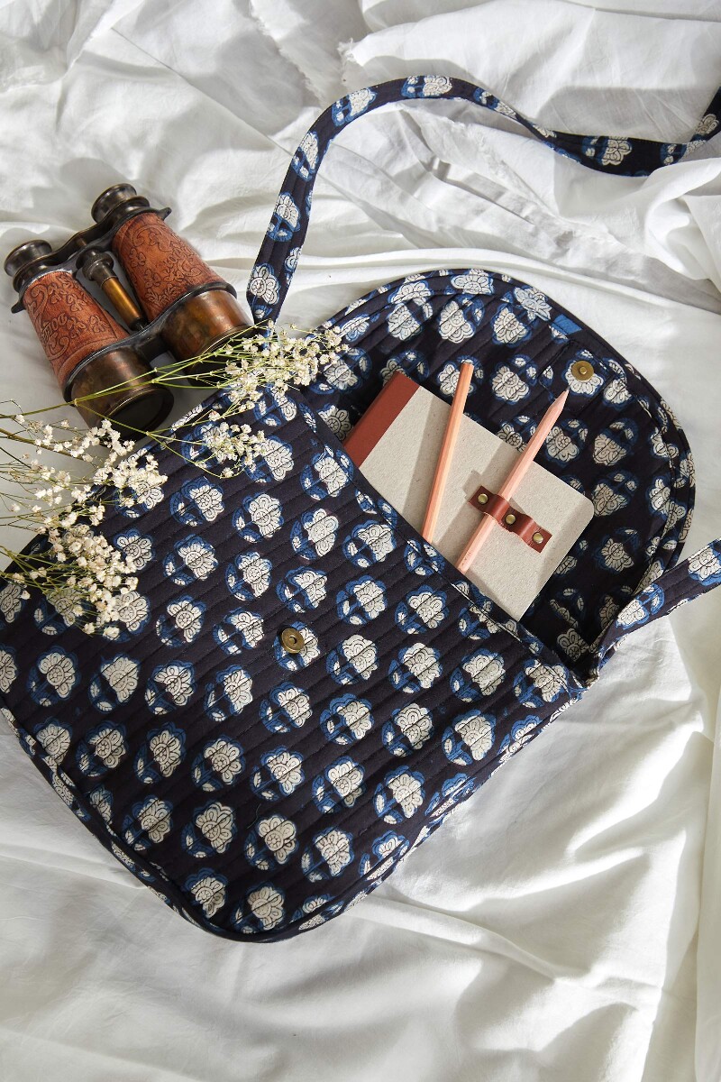 Bagru Hand Block-Printed Cotton Crossbody Bag