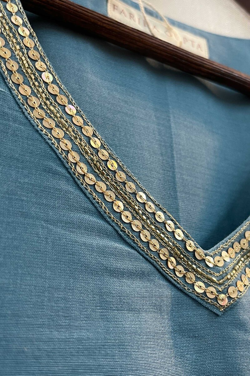 Blue Handcrafted Chanderi Kurta